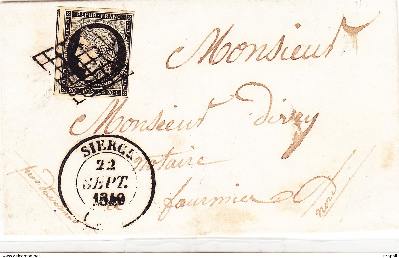 LAC PERIODE 1849-70 - MOSELLE (Dépt 55) - LAC - N°3 - Obl. Grille - T14 Sierck - 23/9/49 - B/TB - Lettres & Documents