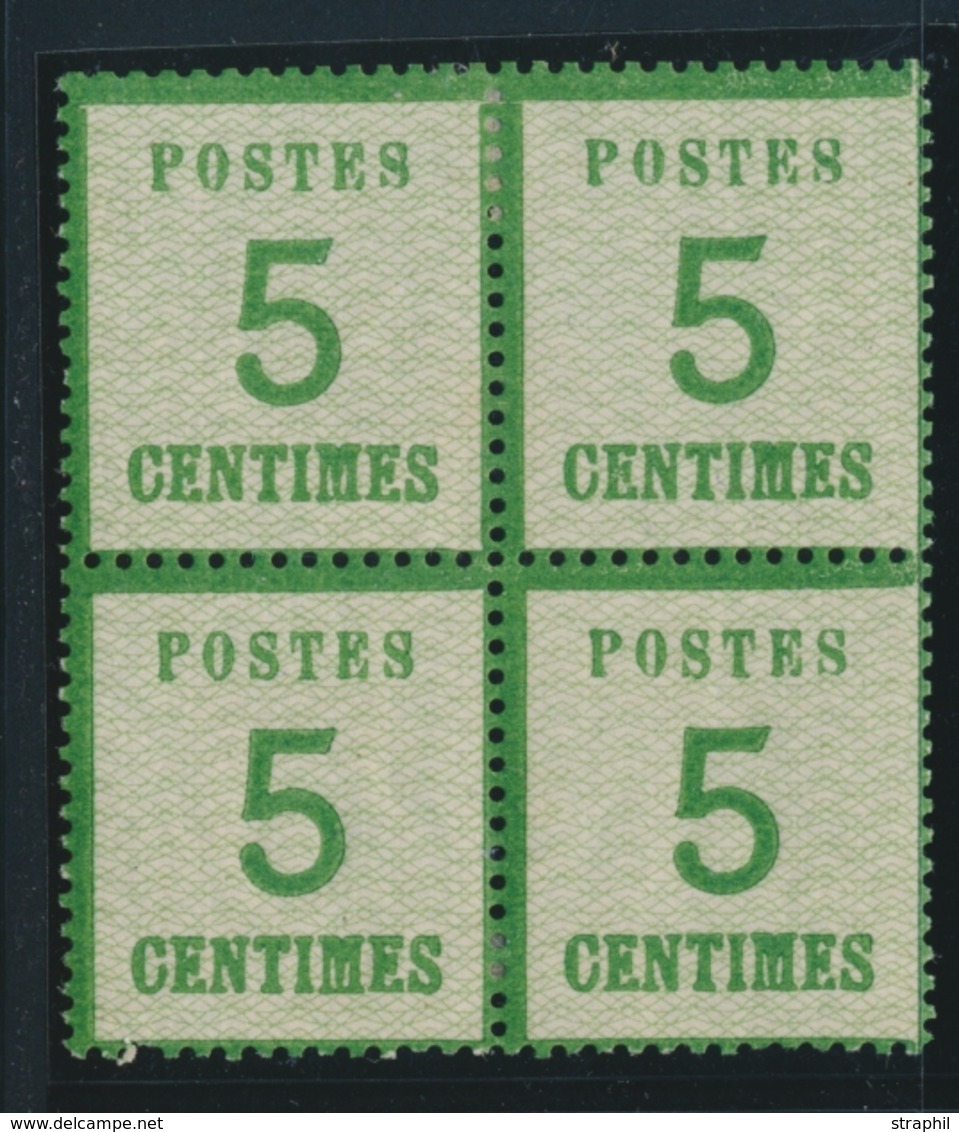 * TIMBRES D'ALSACE LORRAINE (1870-71) - * - N°4 - 5c Vert - Bloc De 4 -TB - Autres & Non Classés