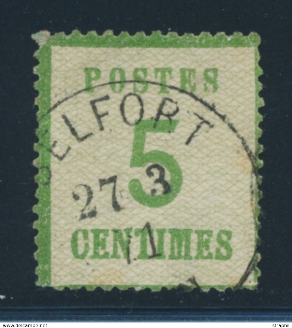 O TIMBRES D'ALSACE LORRAINE (1870-71) - O - N°4 - Obl. Belfort - 27/3/71 - 1 Dent Réparée - Sonstige & Ohne Zuordnung
