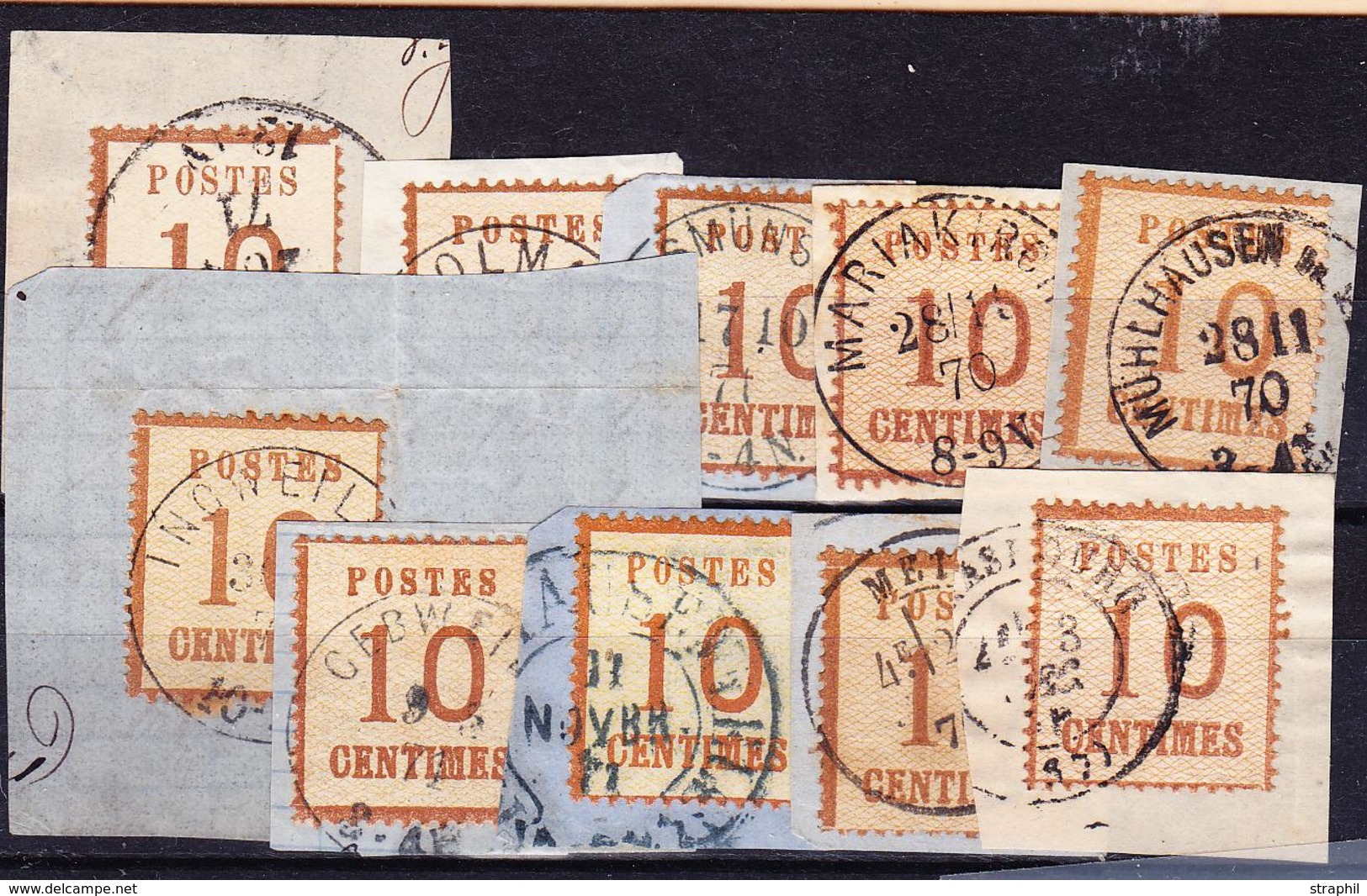 F TIMBRES D'ALSACE LORRAINE (1870-71) - F - N°5 (x10) Nuances, Obl. Diff. Dt T17, Fer à Cheval,….- TB - Other & Unclassified