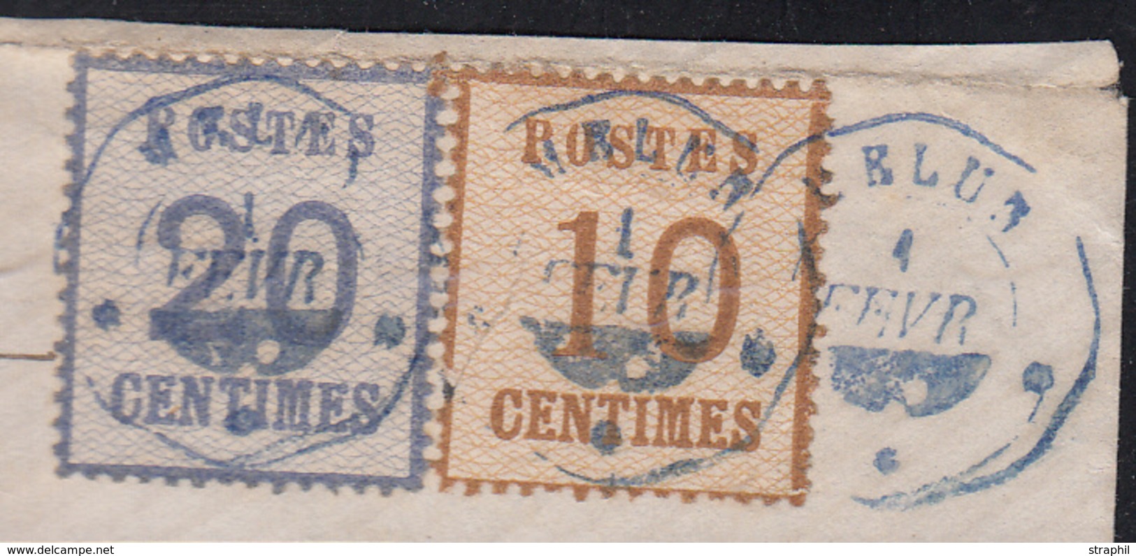 F TIMBRES D'ALSACE LORRAINE (1870-71) - F - N°5/6 - Obl. Octog. Télégraphique (B) MELUN - 1/2/71 - Other & Unclassified