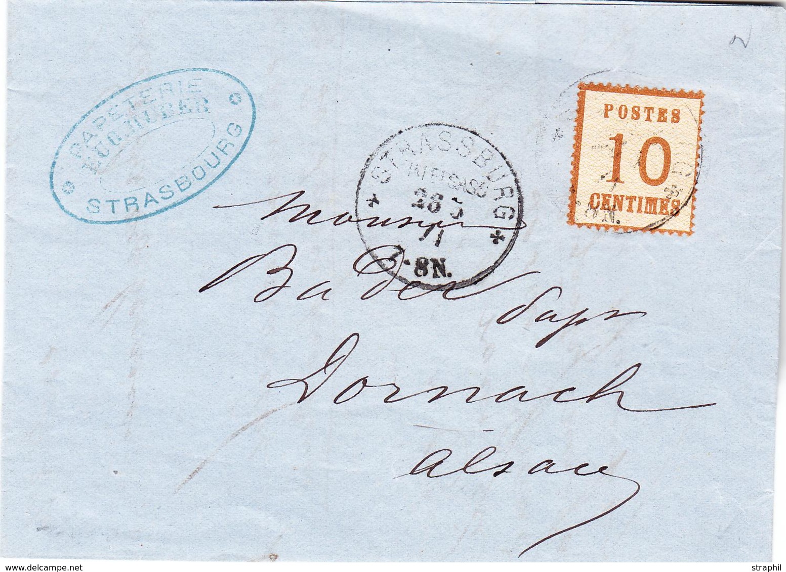 LAC TIMBRES D'ALS-LOR SUR LETTRE (1870-71) - LAC - N°5 - Obl Strassburg - 28/05/71 Type 113 - TB - Other & Unclassified
