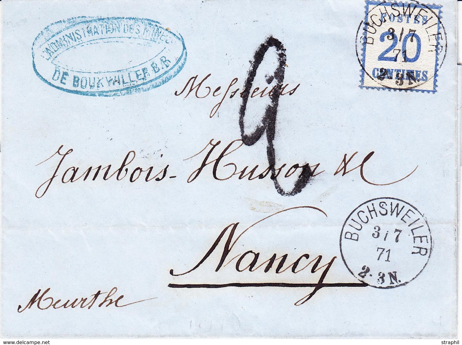 LAC TAXE FRANCAISE - TAMPON 2 NOIR - LAC - N°6 - Obl. Buchsweiler - 3/7/71 - Pr Nancy - TB - Briefe U. Dokumente