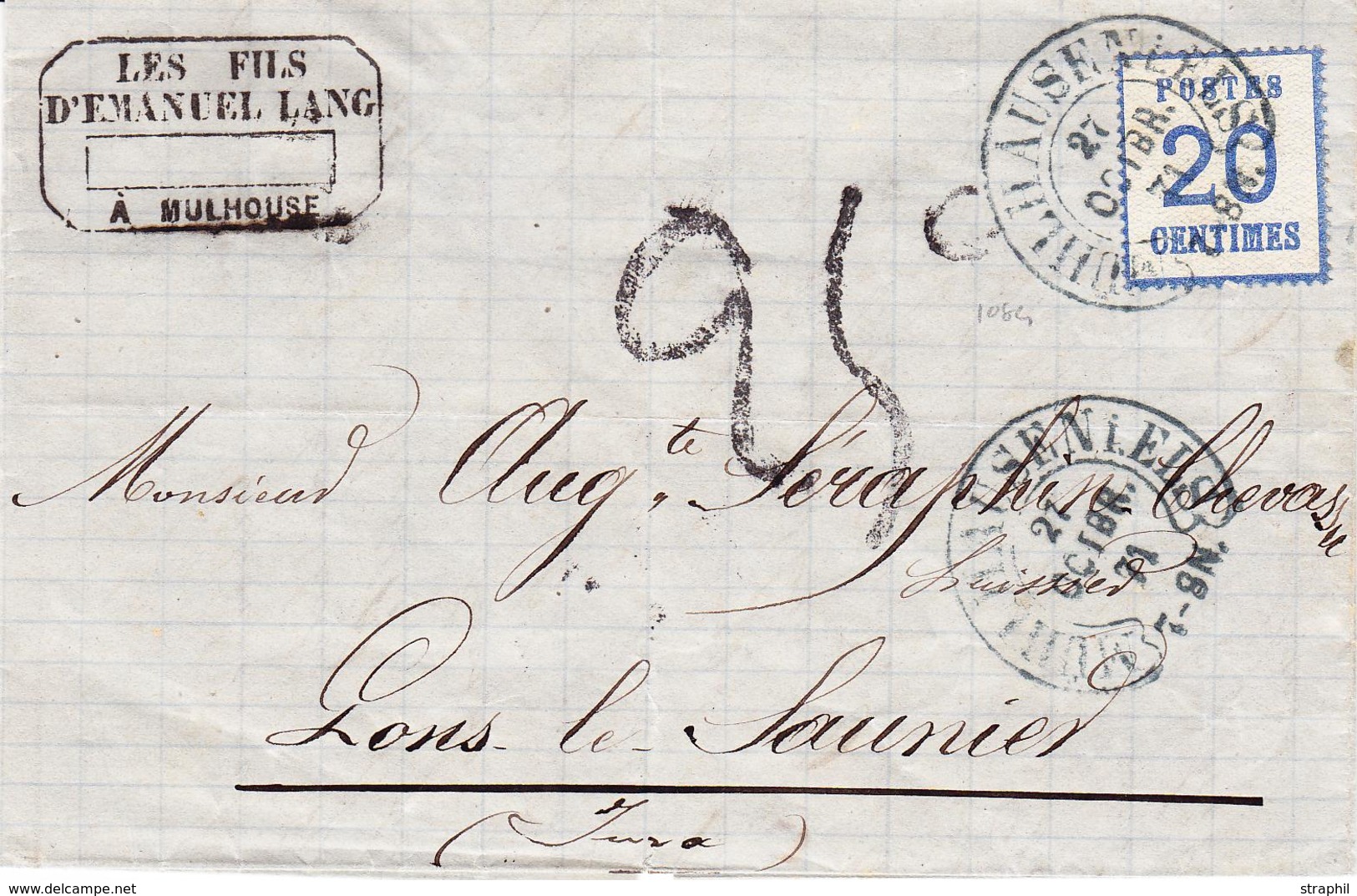 LAC TAXE FRANCAISE - TAMPON 25 NOIR - LAC - N°6 - Obl Fer à Cheval Mulhausen 27/10/71 - TB - Briefe U. Dokumente