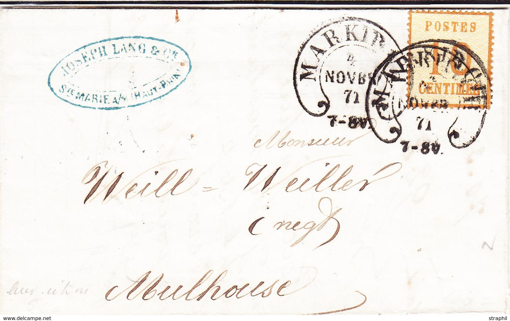 LAC FER A CHEVAL - LAC - N°5 - Obl Markirch (Ste Marie) - 4/11/71 - Pour Mulhouse - TB - Briefe U. Dokumente