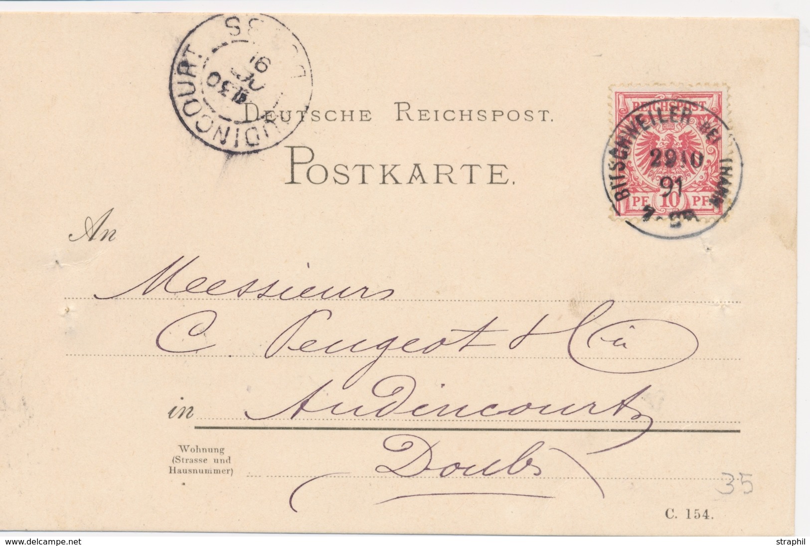CP PERIODE 1872-1914 - CP - All. N°47 - Obl. Bitschweiler Bei Thann - 29/10/91 - TB - Briefe U. Dokumente