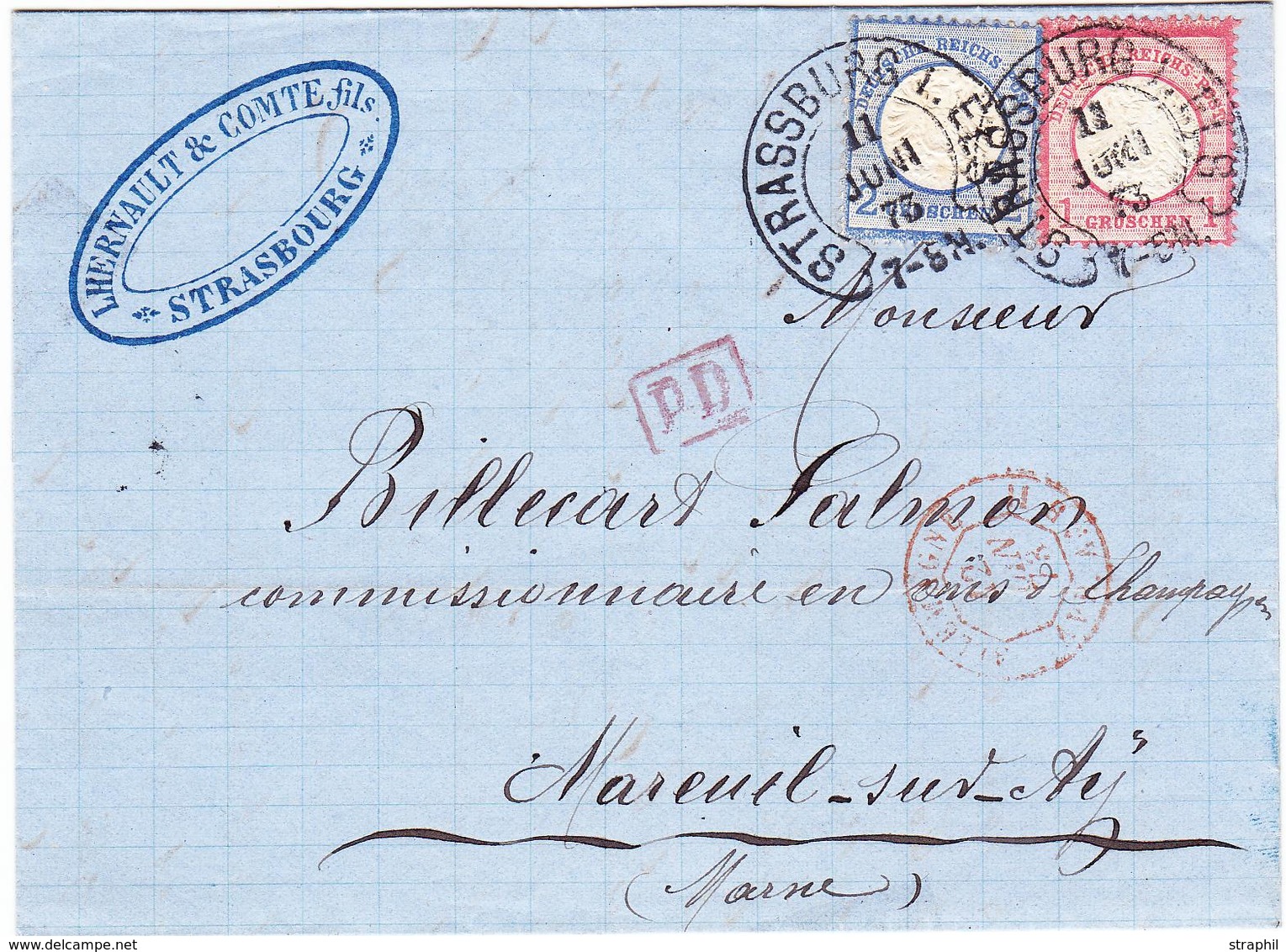 L PERIODE 1872-1915 - L - Lot De 17 Plis De Mulhausen Afft Germania, Semeuse - Obl. Variées B/TB - Briefe U. Dokumente