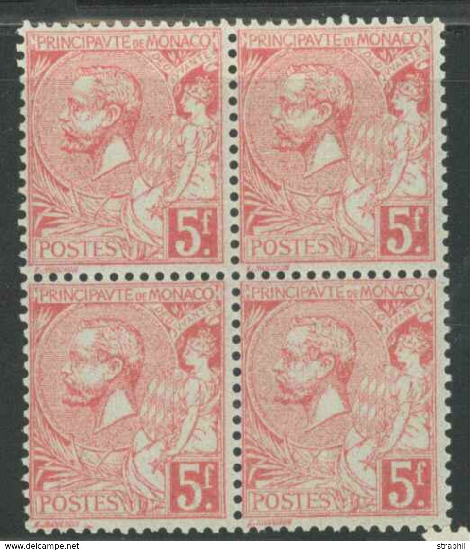 ** TIMBRES POSTE - ** - N°21 - 5F Rose Vif Verdâtre - Bloc De 4 - TB - Unused Stamps