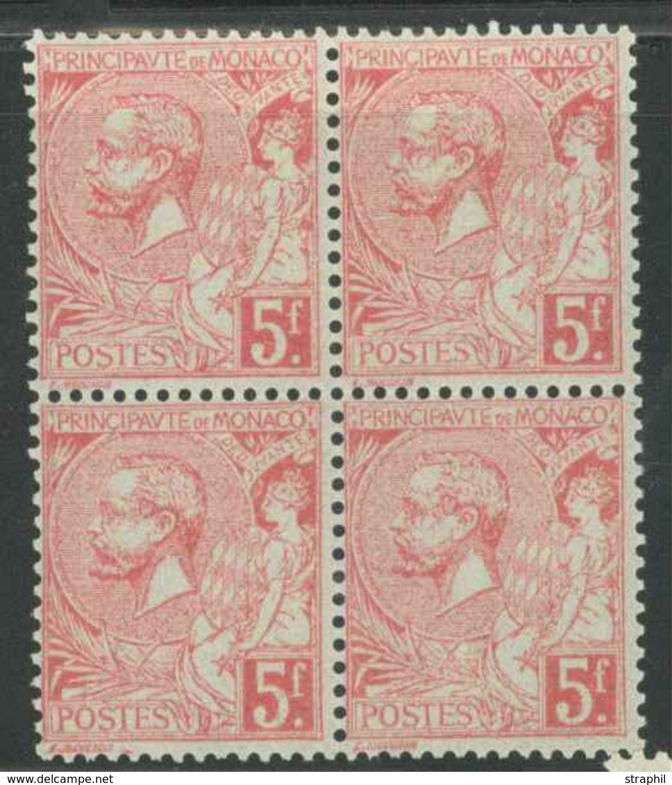 ** TIMBRES POSTE - ** - N°21 - 5F Rose Vif Verdâtre - Bloc De 4 - TB - Neufs