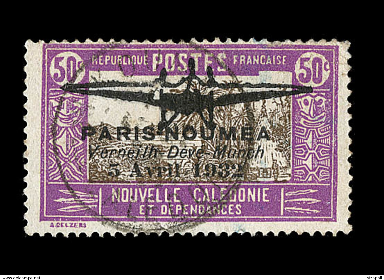 O NELLE CALEDONIE - POSTE AERIENNE - O - N°2 - 50c Lilas Et Sépia - TB - Vide