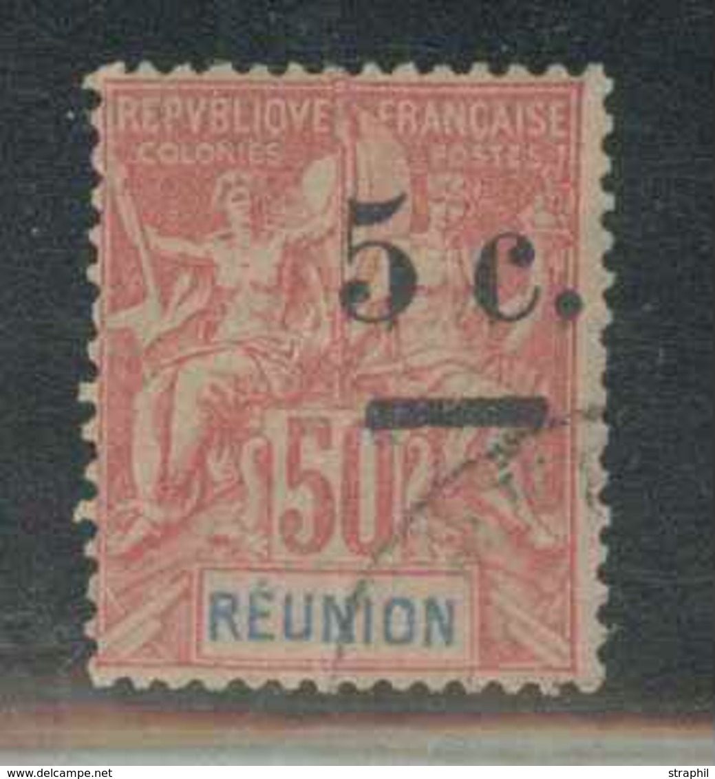 O REUNION  - O - N°53aB - 5c S/50c - Sans Trait S/l'ancienne Valeur - TB - Autres & Non Classés