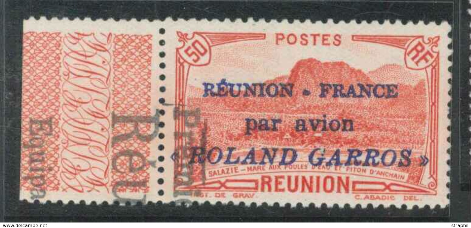 ** REUNION - POSTE AERIENNE  - ** - N°1 - BDF - Partie De La Griffe Aéropostale Ajoutée - Curiosité - TB - Sonstige & Ohne Zuordnung