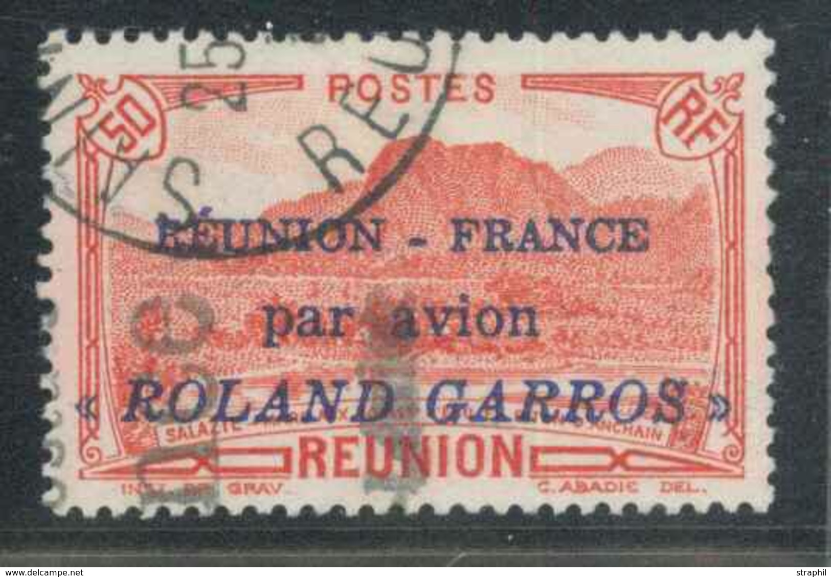 O REUNION - POSTE AERIENNE  - O - N°1 - 50c Rouge - Signé - TB - Other & Unclassified