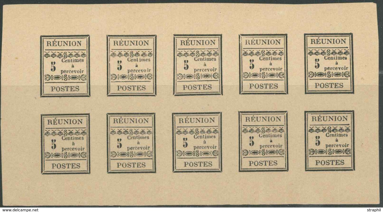 (*) REUNION - COLIS POSTAUX - (*) - N°1 - 5c Noir - Feuillet De 10 Ex - 1er Tirage - TB - Sonstige & Ohne Zuordnung