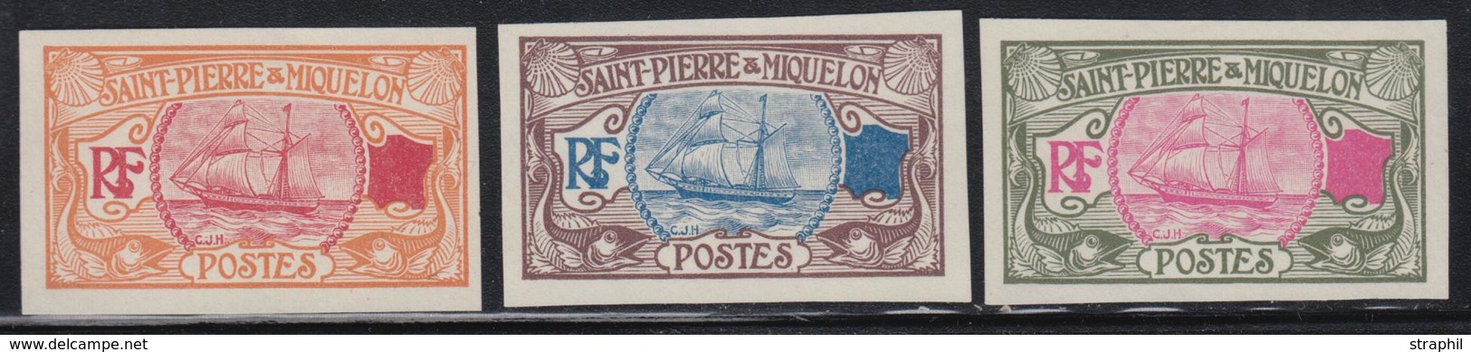 (*) SAINT PIERRE ET MIQUELON  - (*) - N°91 X 3 Essais De Couleur Diff. (Type Bateaux De Pêche) - TB - Vide