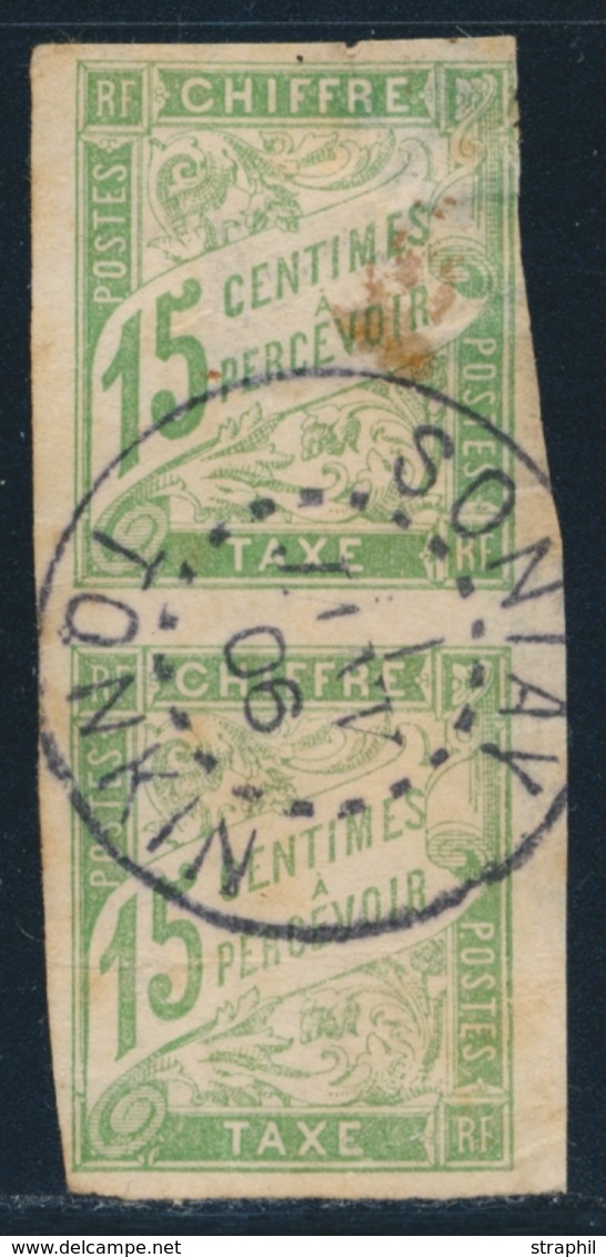 O EMISSIONS GENERALES - TIMBRES TAXE - O - N°20 - Paire Vertic. - Obl. SONTAY/TONKIN - 1906 - B/TB - Postage Due