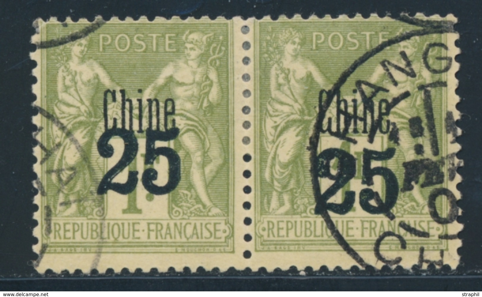 O CHINE - BUREAU FRANCAIS - O - N°18 - Paire - 25 S/1F - TB - Sonstige & Ohne Zuordnung