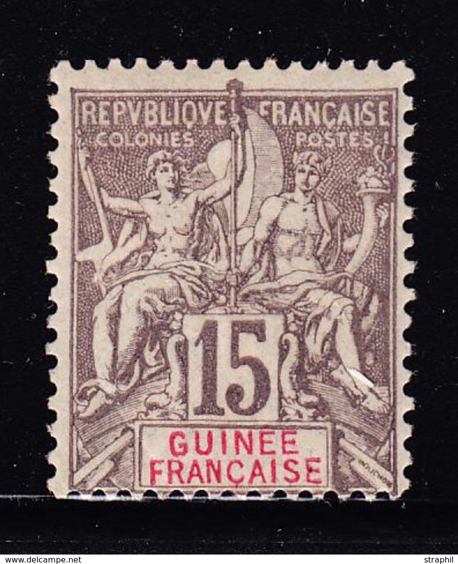 * GUINEE - * - N°15 - 15c Gris - Signé Pavoille - TB - Sonstige & Ohne Zuordnung