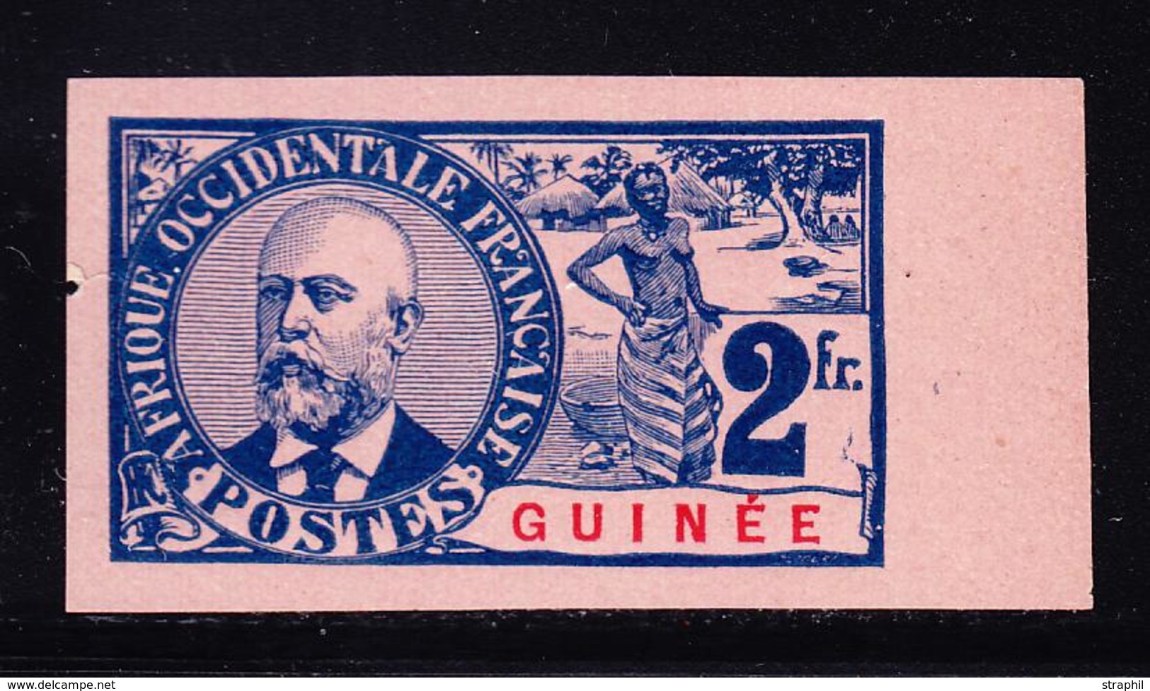 (*) GUINEE - (*) - N°46a - 2F Bleu S/rose - BDF - Signé A. Brun - TB - Sonstige & Ohne Zuordnung