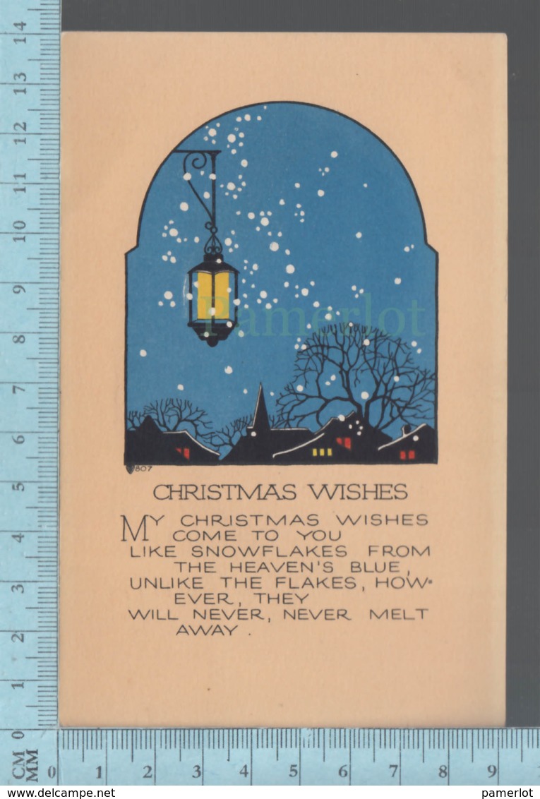 CPA - Christmas Greetings,Lanterne La Nuit,  Lantern At Night, Covert Brattleboro V.T.  1924   On A USA Stamp - Autres & Non Classés