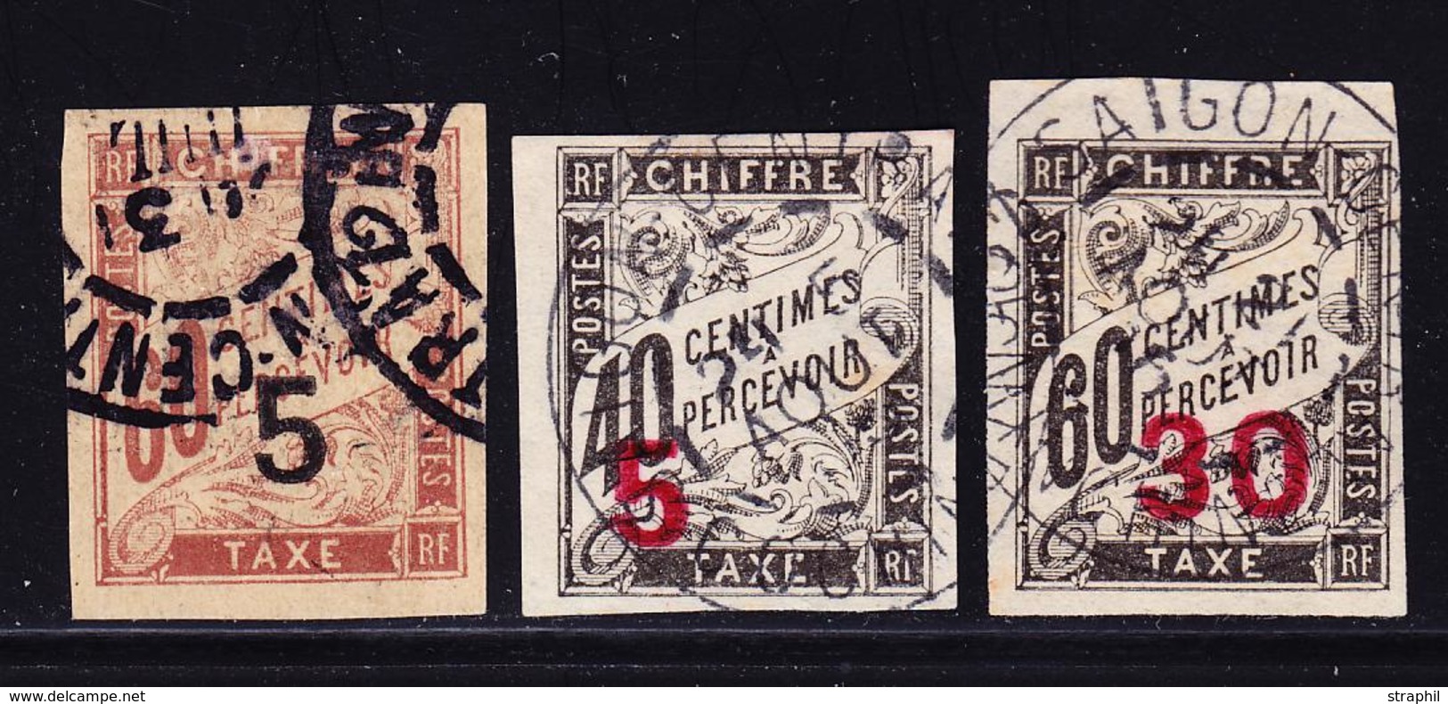 O INDOCHINE - TIMBRES TAXE - O - N°1/2, 4 - 3 Val - TB - Autres & Non Classés