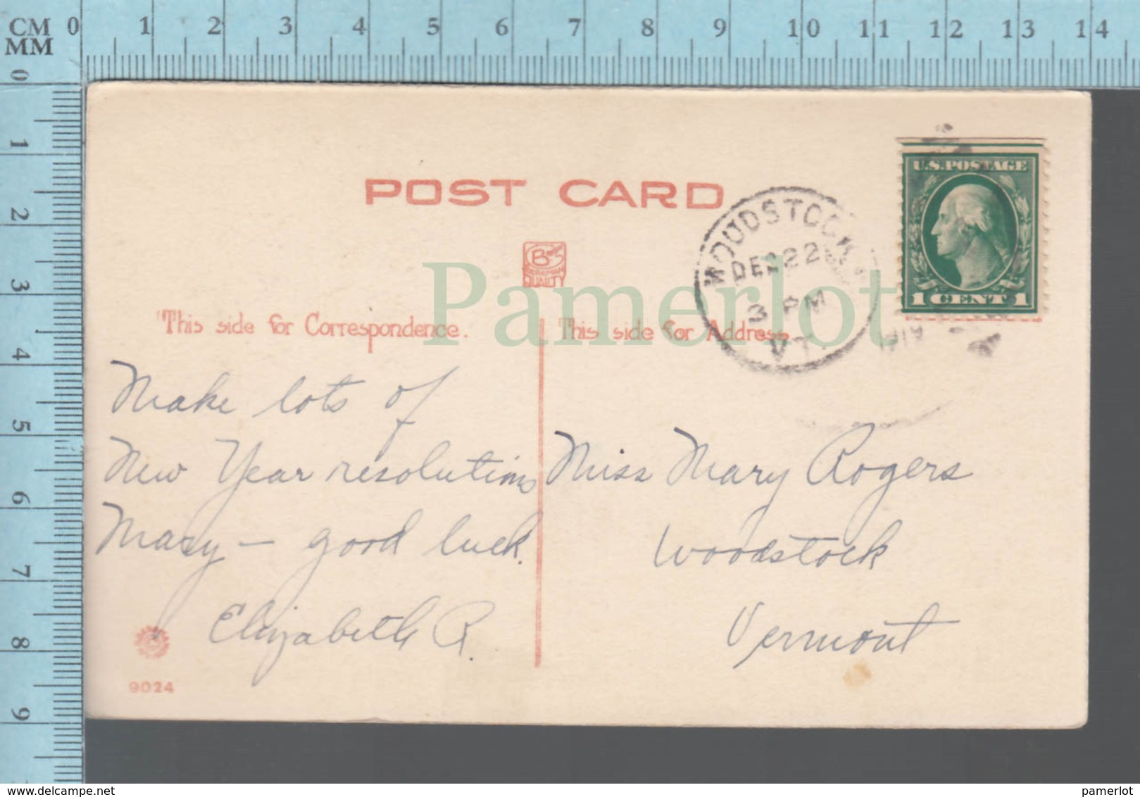 CPA - Best Wishes For Christmas,Black & White Card, CoverWoodstock V.T. 1919 On A USA Stamp - Autres & Non Classés