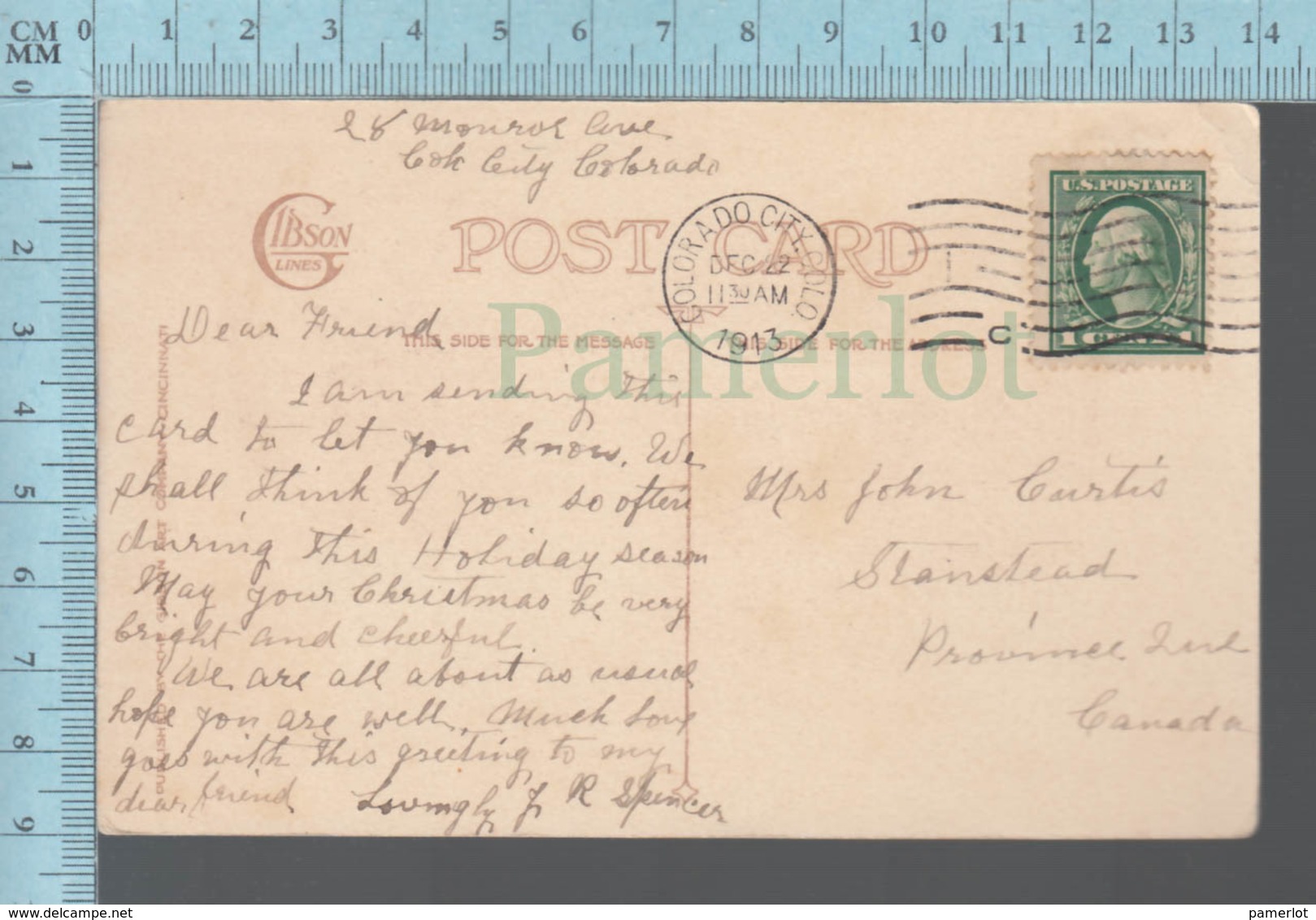 CPA -  Christmas Greeting ,Sail Boat, Voilier, CoverColorado City Colo. .  1913 On A USA Stamp - Autres & Non Classés