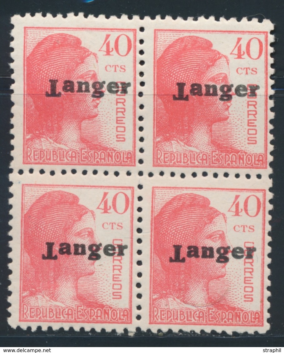 **/* MAROC ESPAGNOL - **/* - N°285 - Bloc De 4 - "T" De TANGER Renversé - TB - Maroc Espagnol