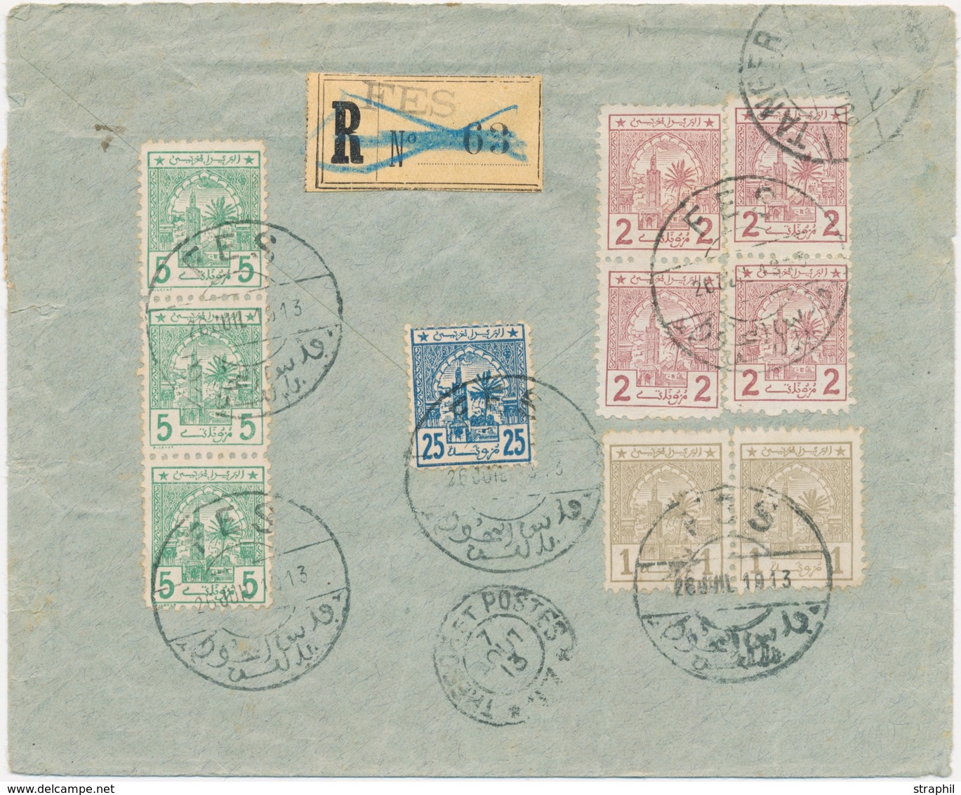 L MAROC - POSTES CHERIFIENNES - L - N°5, 9 X2, 10 X4, 11 X3 - Obl. Càd Fes - 7/13 - Mixte Avec Maroc N°28a X3, 29, 29c X - Vide