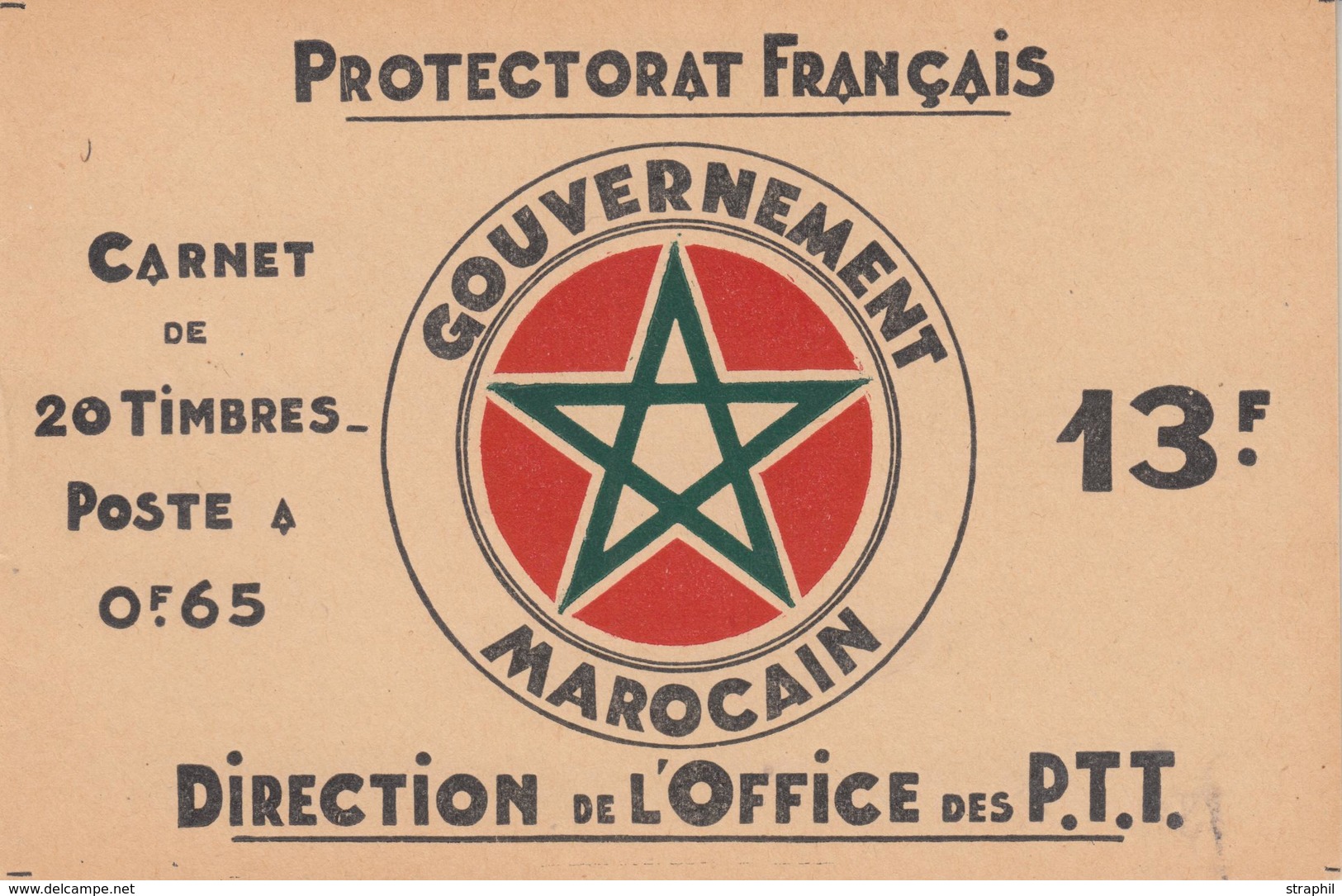 ** MAROC  - ** - N°140 - 65F Rouge Brun - Carnet De 20 T. - TB - Sonstige & Ohne Zuordnung