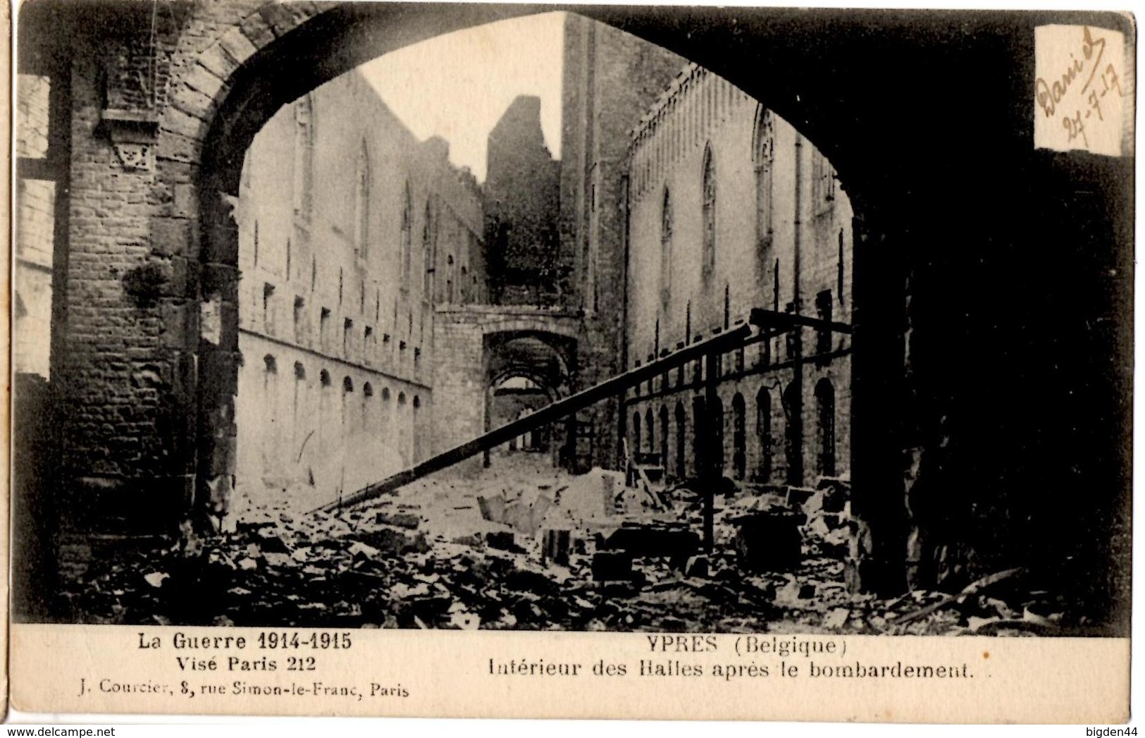 CP De Ypres Halles (27.07.1917) Pour Paris Plage Etaples SM Armée Belge - Esercito Belga