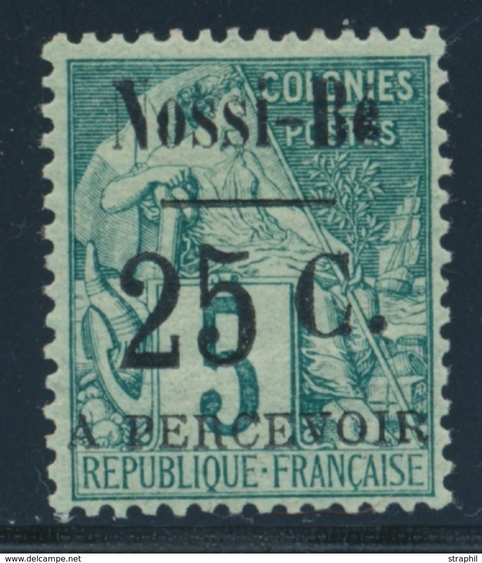 * NOSSI-BE - TIMBRES TAXE  - * - N°14 - 25c S/5c Vert - Signé A. Brun - TB - Sonstige & Ohne Zuordnung