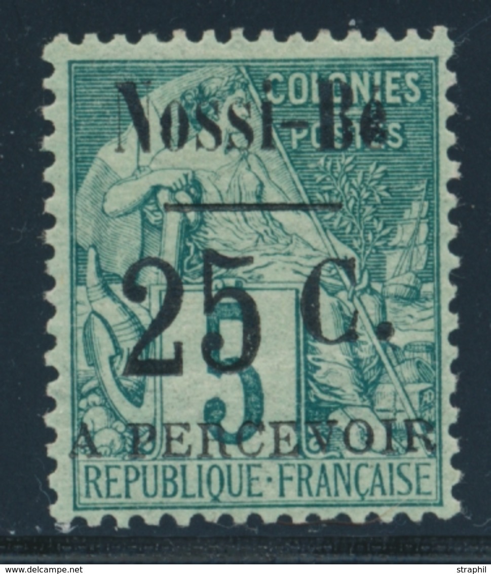 * NOSSI-BE - TIMBRES TAXE  - * - N°14 - 25c S/5c Vert - Signé A. Brun - TB - Autres & Non Classés