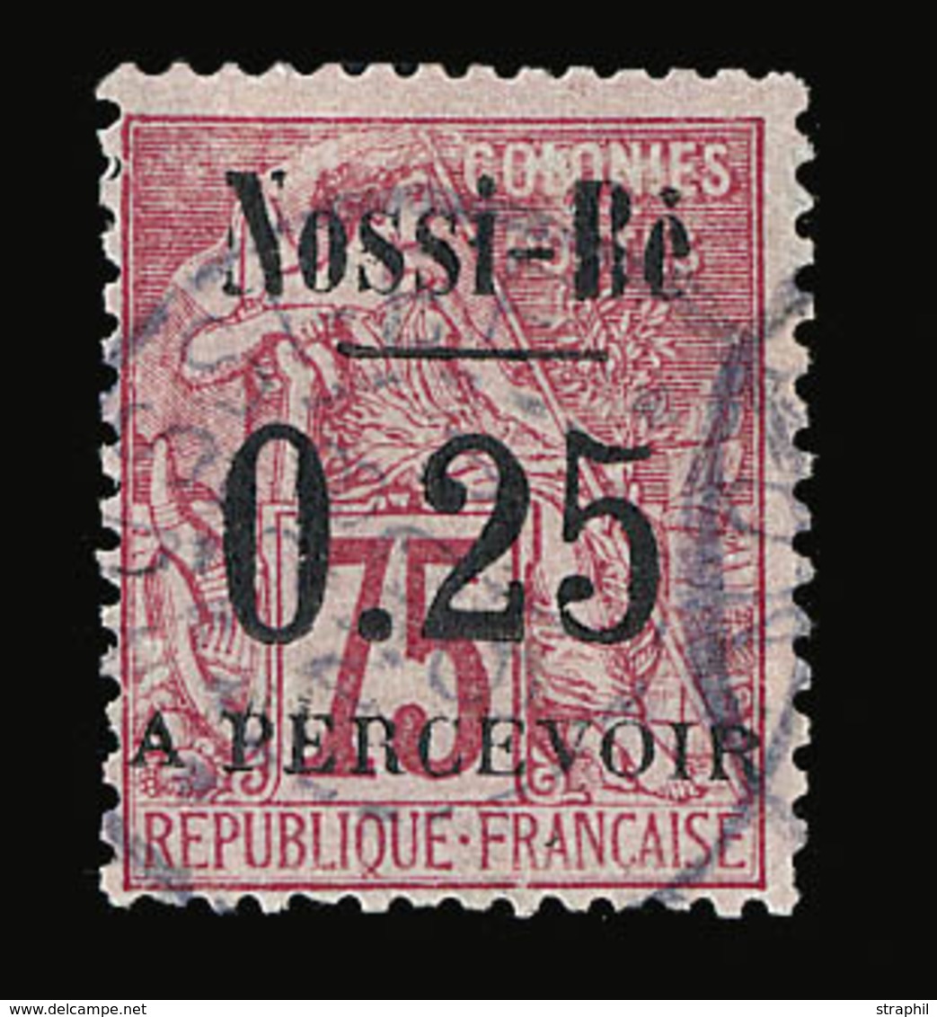 O NOSSI-BE - TIMBRES TAXE  - O - N°17 - 25c S/75c Rose - Signé Brun - TB - Sonstige & Ohne Zuordnung