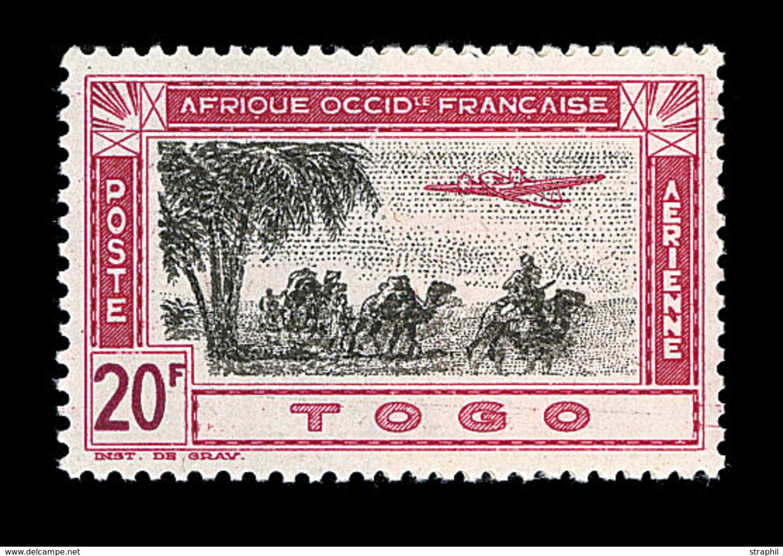 ** TOGO - POSTE AERIENNE - ** - N°15 - BDF - Centre Dble Impression - Signé JF Brun - TB - Sonstige & Ohne Zuordnung