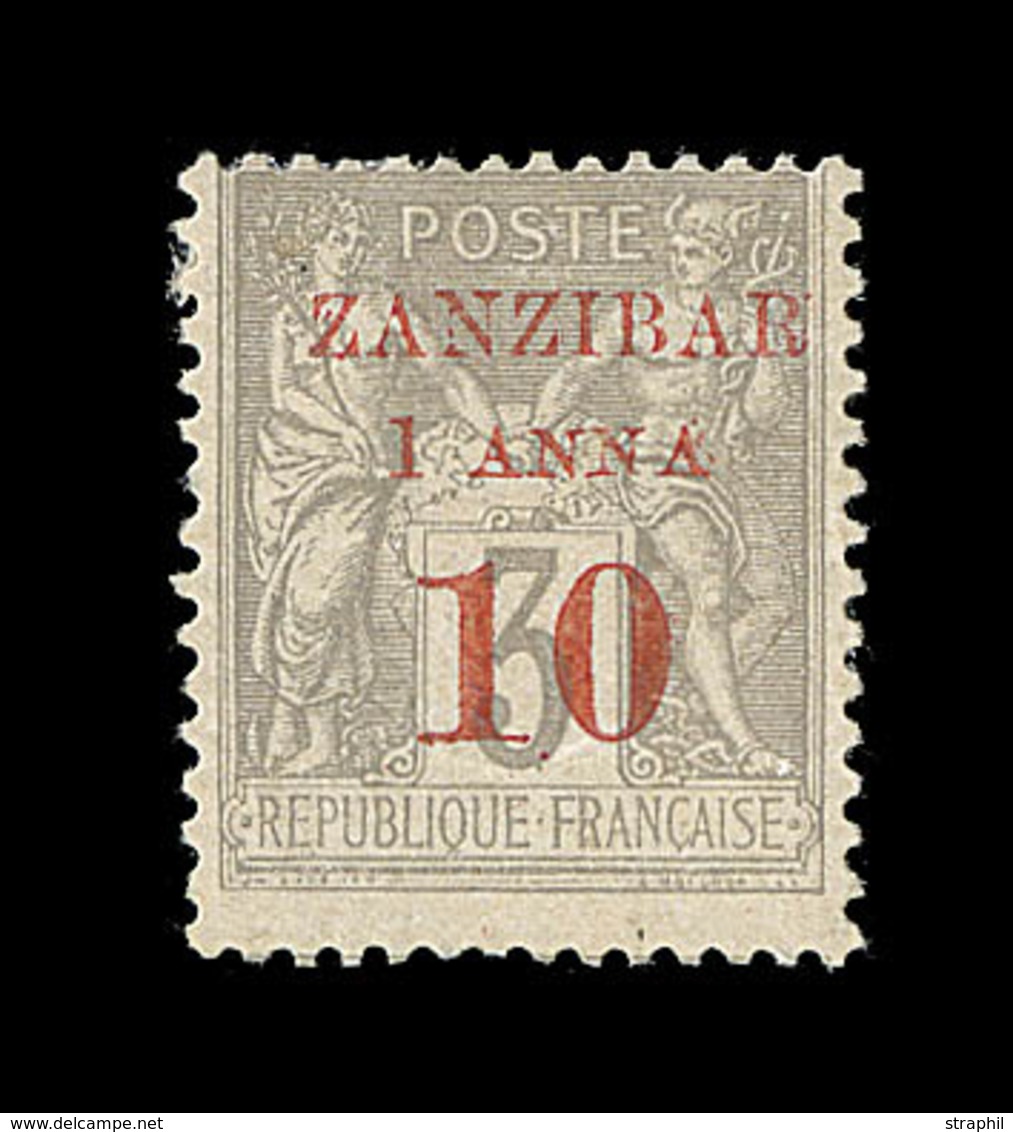 * ZANZIBAR - * - N°13b - 1a Et 10 S/3c Gris - Type III - Signé Calves - TB - Autres & Non Classés