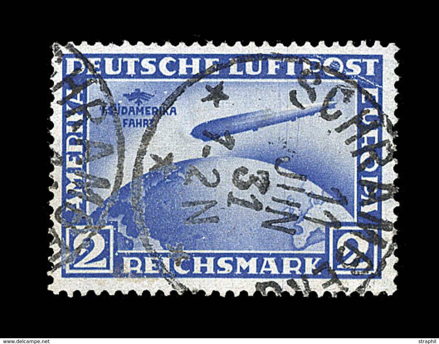 O ALLEMAGNE - POSTE AERIENNE  - O - N°38 - 2Mk Bleu - TB - Luft- Und Zeppelinpost