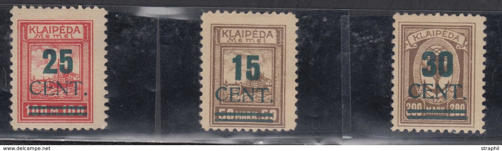* MEMEL - * - Occup. Lithuanienne N°181/83 - Signé - TB - Memel (Klaïpeda) 1923