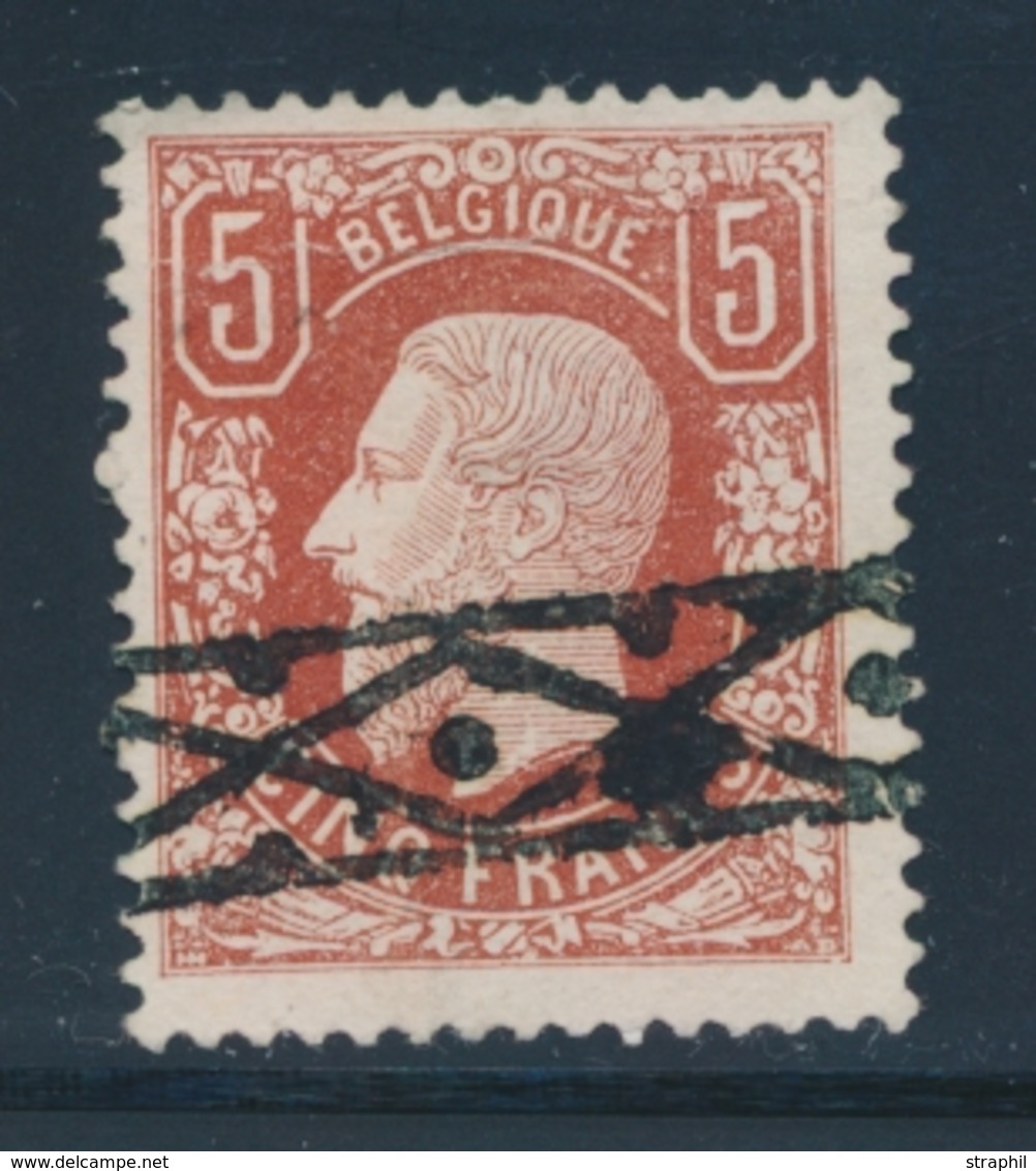 O BELGIQUE - O - N°37 - 5F Brun Clair - Obl. Roulette - Défx - Asp. TB - 1849 Epaulettes