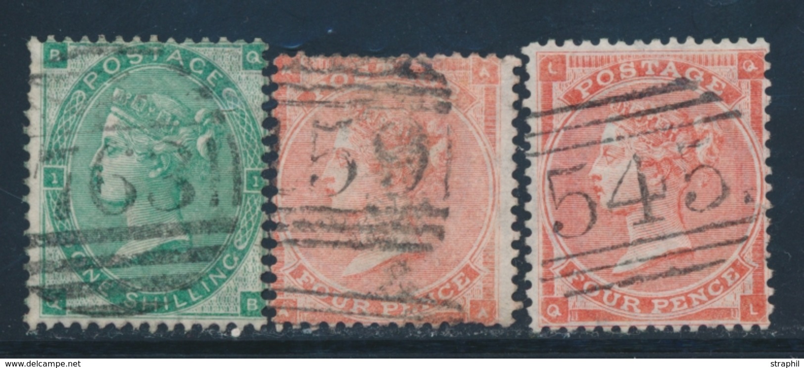 O GRANDE BRETAGNE - O - N°24 - 1s Vert + N°25 - 4p Rouge (x2) - Planches 3 Et 4 - B/TB - Briefe U. Dokumente