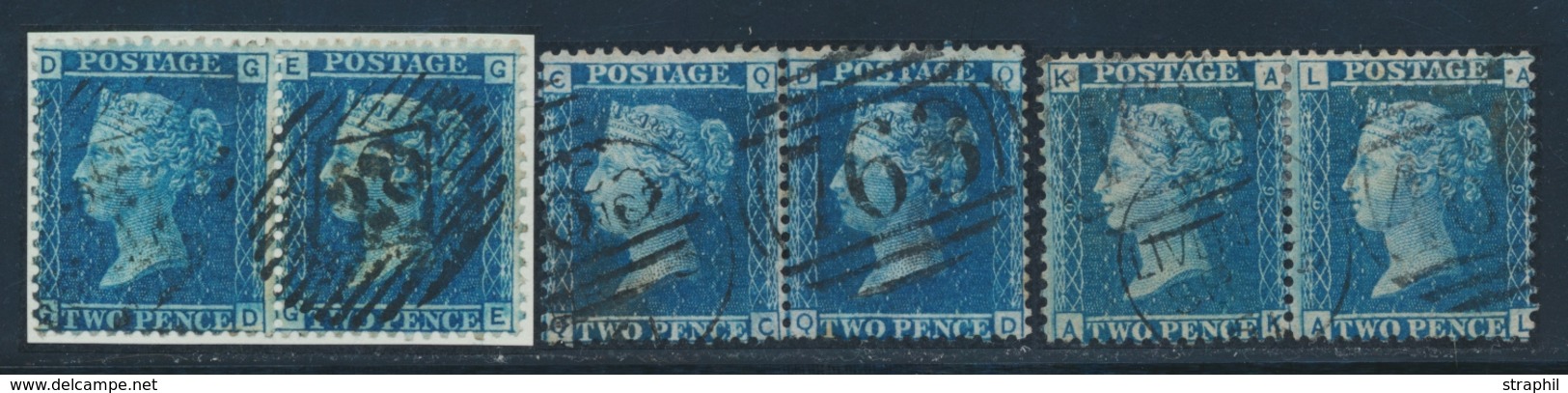O GRANDE BRETAGNE - O - N°27 - 2p Bleu - 3 Paires - Pl. 7,8,9 - TB - Briefe U. Dokumente