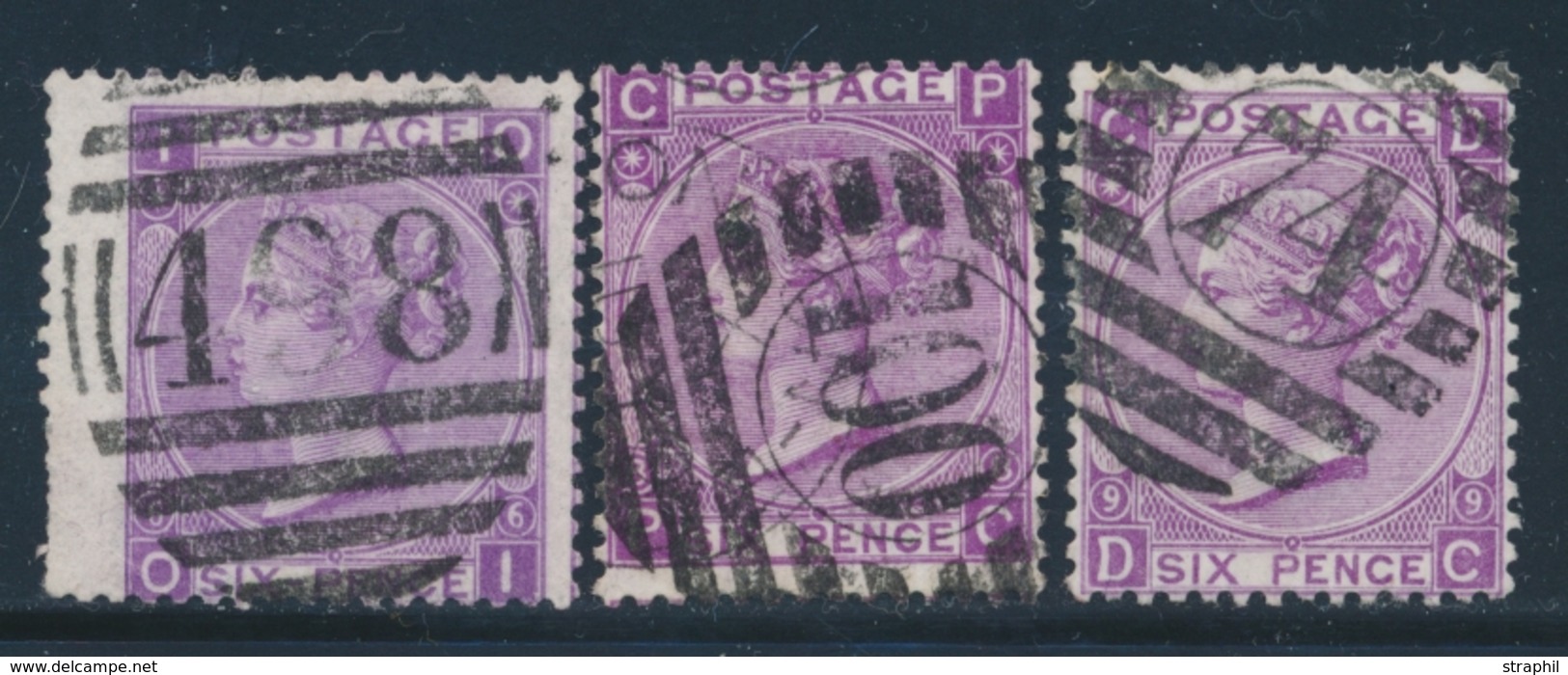O GRANDE BRETAGNE - O - N°34 - 6p Violet (x3) - Planches 6, 8, 9 - TB - Briefe U. Dokumente