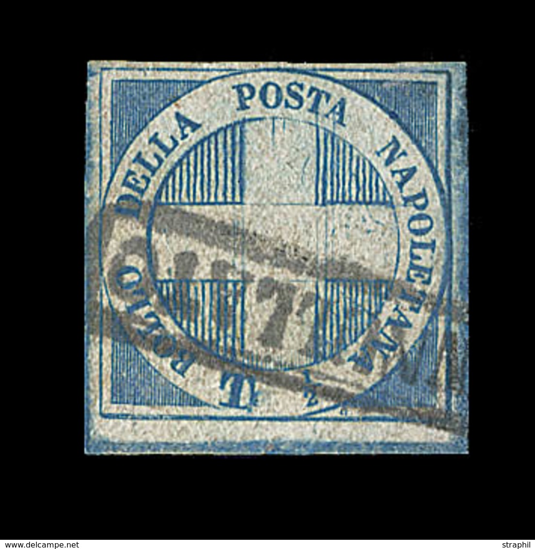 O ETATS ITALIENS - SICILE - O - N°9 - ½t Bleu - Croix De Savoie - Signé A. BRUN -  Inf. Pelurage - Sinon TB - Sicilië