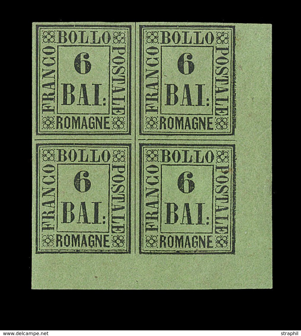 * ETATS ITALIENS - ROMAGNE - * - N°7 - 6 Bai Noir S/vert - Bloc De 4 - Cdf - TB - Romagna