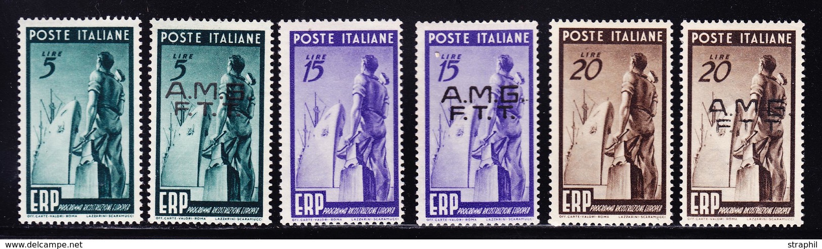 * REPUBLIQUE D'ITALIE - * - N°539/41 + Surch. AMG/FTT - TB - 1946-60: Mint/hinged