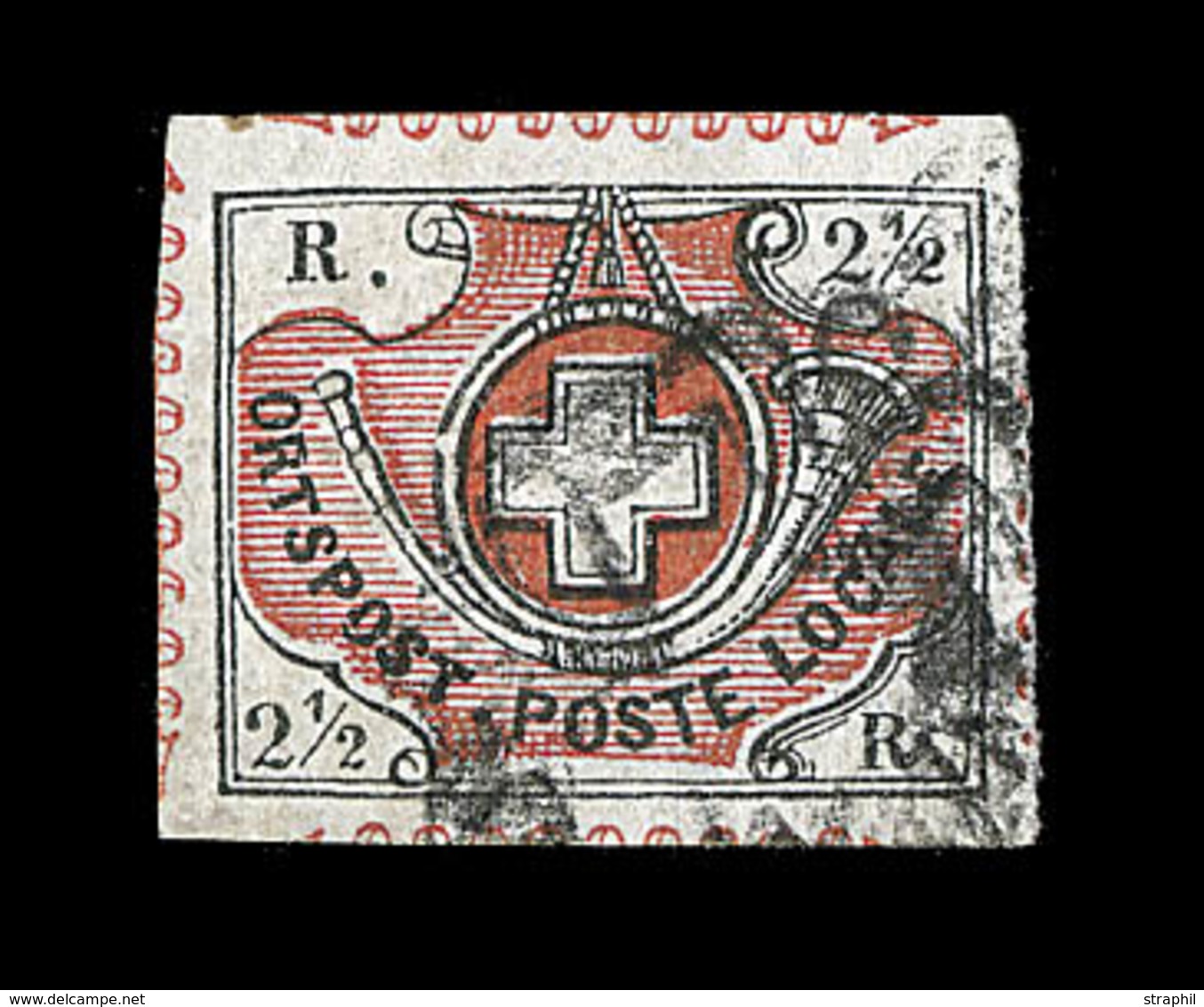 O SUISSE - Références SBK (N°YVERT-TELLIER) - O - N°12 (N°11) - Winterthür - Margé Avec Dentelure Rouge Figurée - Presqu - 1843-1852 Timbres Cantonaux Et  Fédéraux