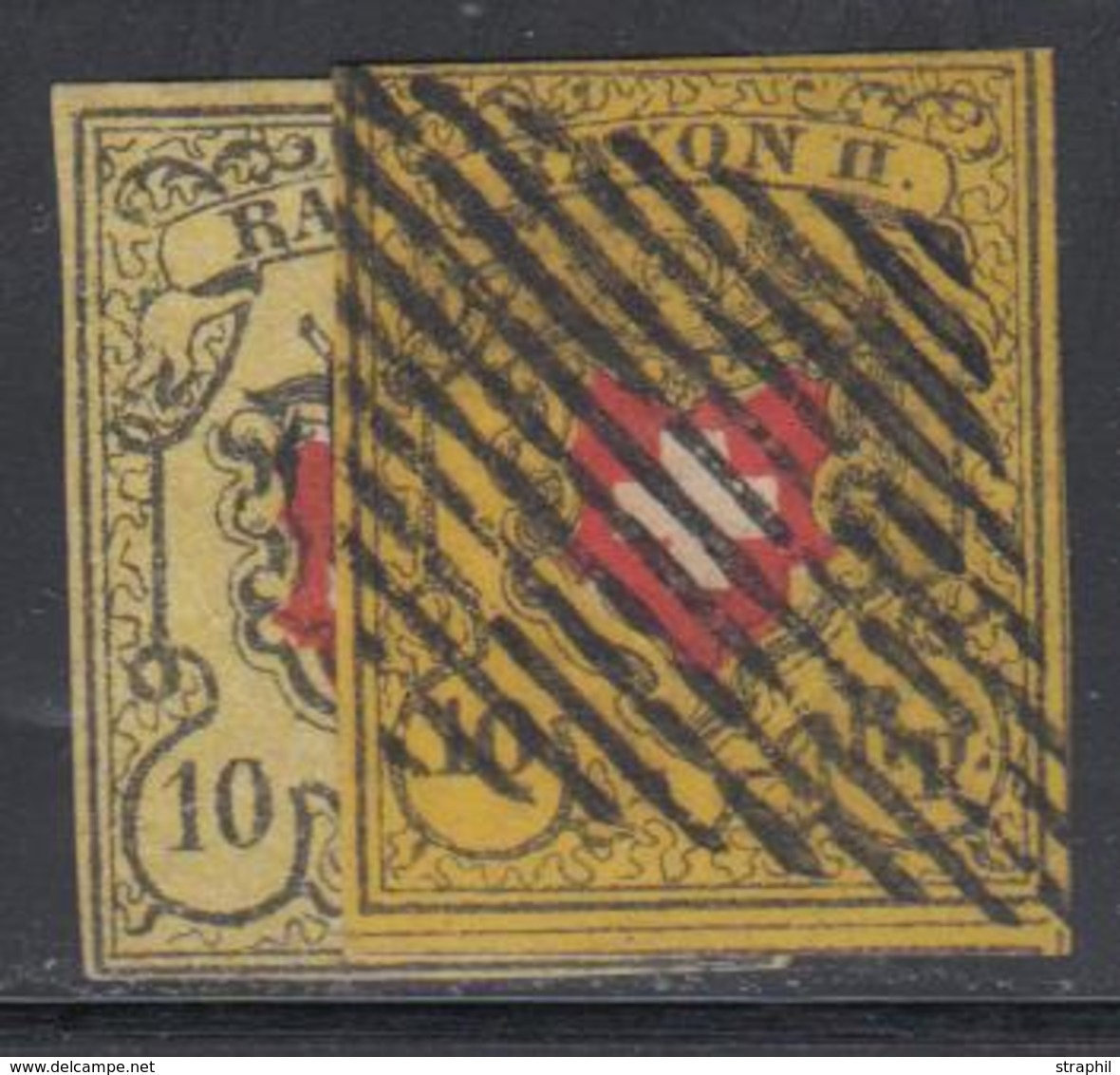 O SUISSE - Références SBK (N°YVERT-TELLIER) - O - N°16 II (N°15), N°16 IIa (N°15A) -signé A. Brun - TB - 1843-1852 Kantonalmarken Und Bundesmarken