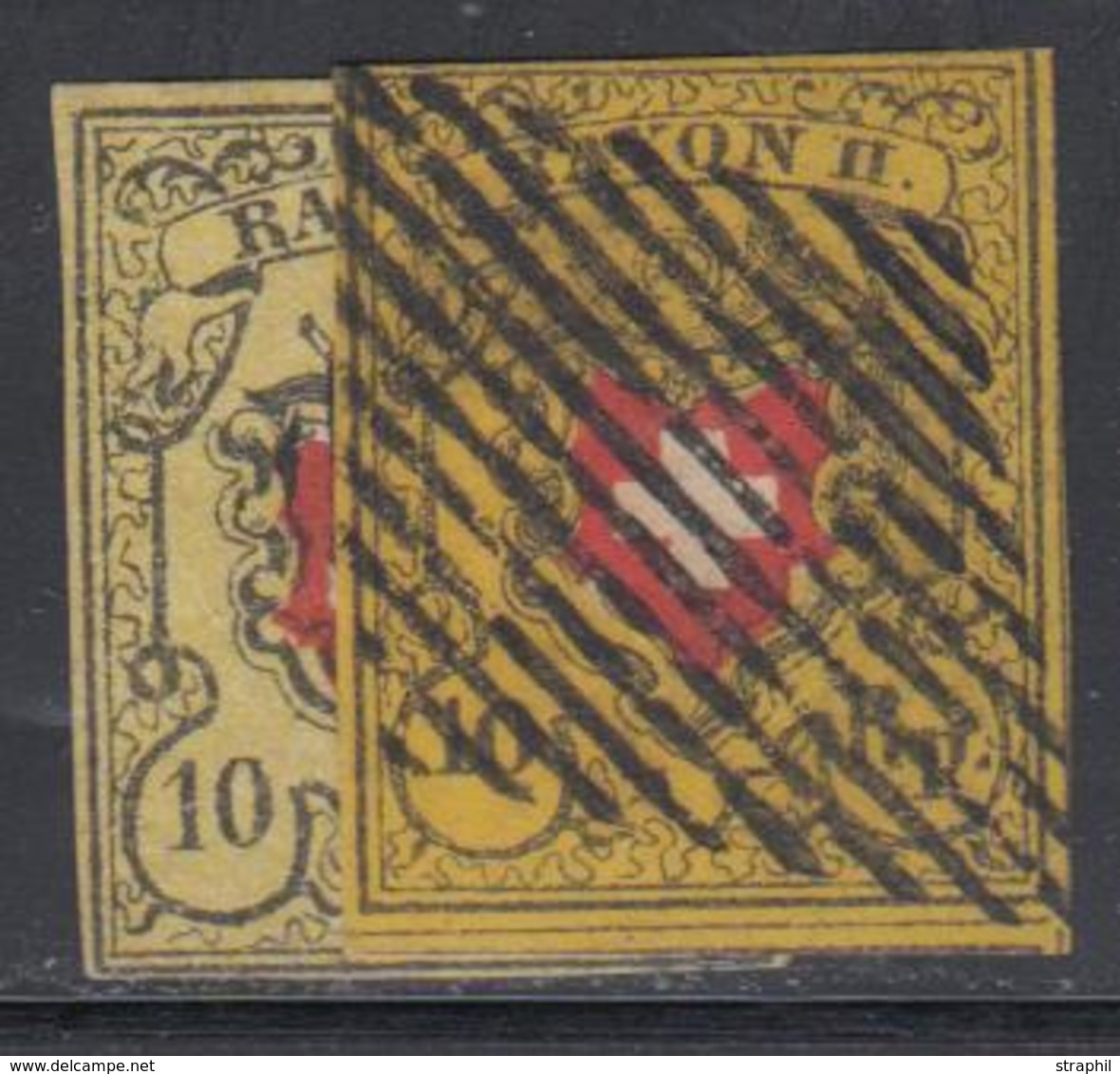 O SUISSE - Références SBK (N°YVERT-TELLIER) - O - N°16 II (N°15), N°16 IIa (N°15A) -signé A. Brun - TB - 1843-1852 Timbres Cantonaux Et  Fédéraux