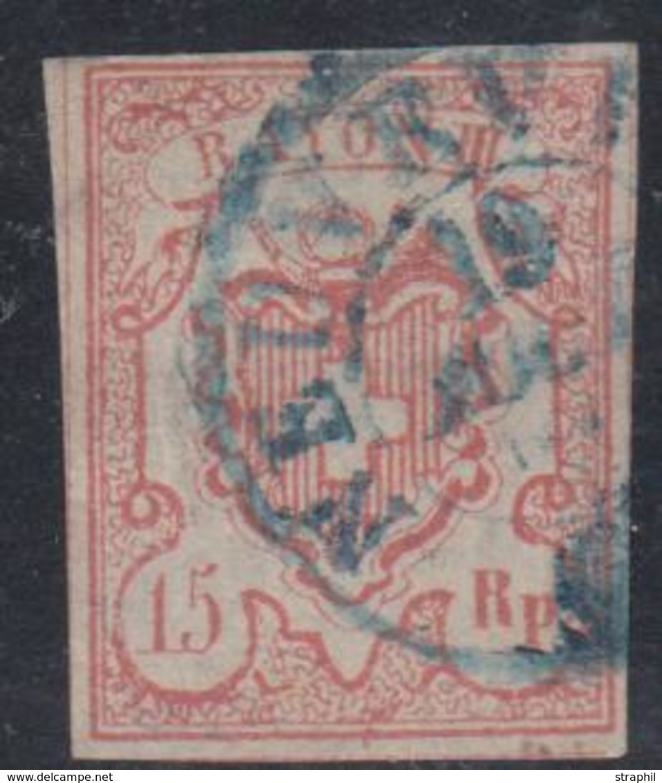 O SUISSE - Références SBK (N°YVERT-TELLIER) - O - N°20 (N°23) - 15Rp Rouge - Signé - TB - 1843-1852 Kantonalmarken Und Bundesmarken