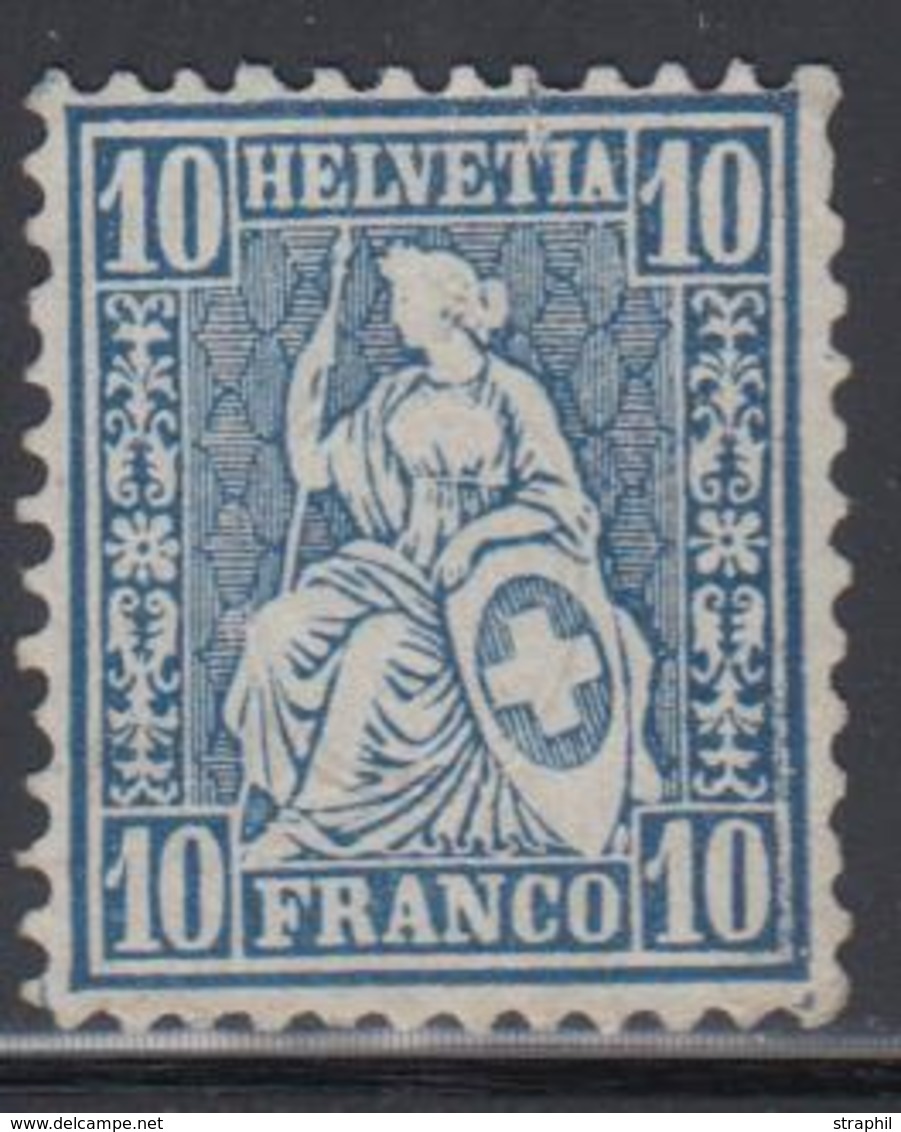 (*) SUISSE - Références SBK (N°YVERT-TELLIER) - (*) - N°31 (N°36) - 10c Bleu - 2 Dents Rognées - (cote SBK 900 FS) - B/T - 1843-1852 Kantonalmarken Und Bundesmarken